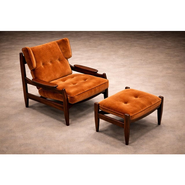 Alexandre Rapoport Brazilian Rosewood Armchair With Ottoman in Burnt Caramel Mohair, Brazil, 1960s For Sale - Image 12 of 17