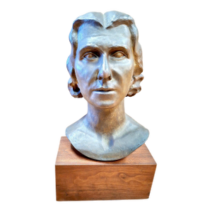 Title: Early 20th-Century Female Bronze Bust on Stand by Oliver Grymes