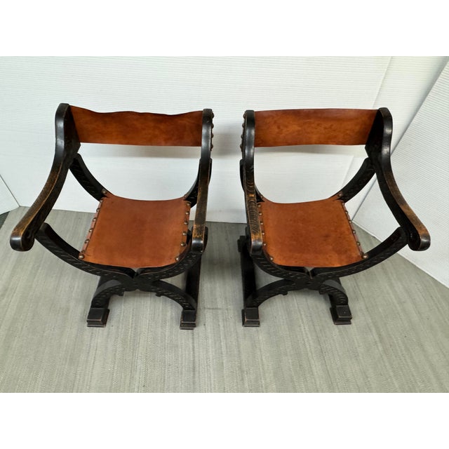 Renaissance-Style Savonarola Chairs, Pair For Sale - Image 4 of 12