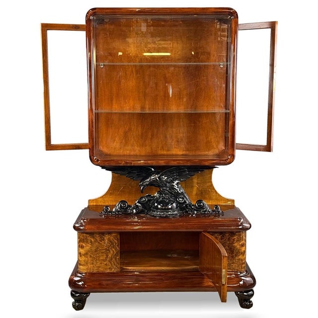 Art Deco Walnut Display Cabinet, 1930s For Sale - Image 3 of 11