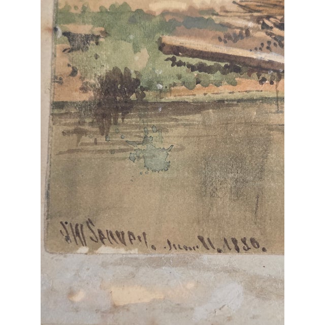 Landscape Scene With House and Mill, Watercolor, j.w. Spaveil June 11 1886 For Sale - Image 4 of 9