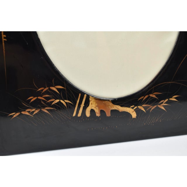 1920s Japanese Black Lacquer Picutre Frames- Set of 2 For Sale - Image 6 of 11