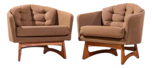 Adrian Pearsall for Craft Associates Mid Century Barrel Lounge Chairs - Pair