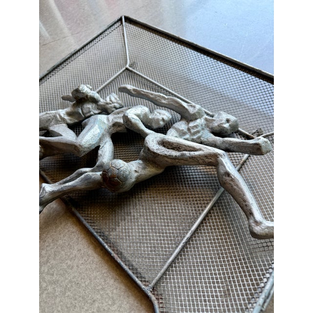Vintage Brutalist Metal Soccer Wall Sculpture Weinberg Soviet Style Fifa For Sale - Image 10 of 15