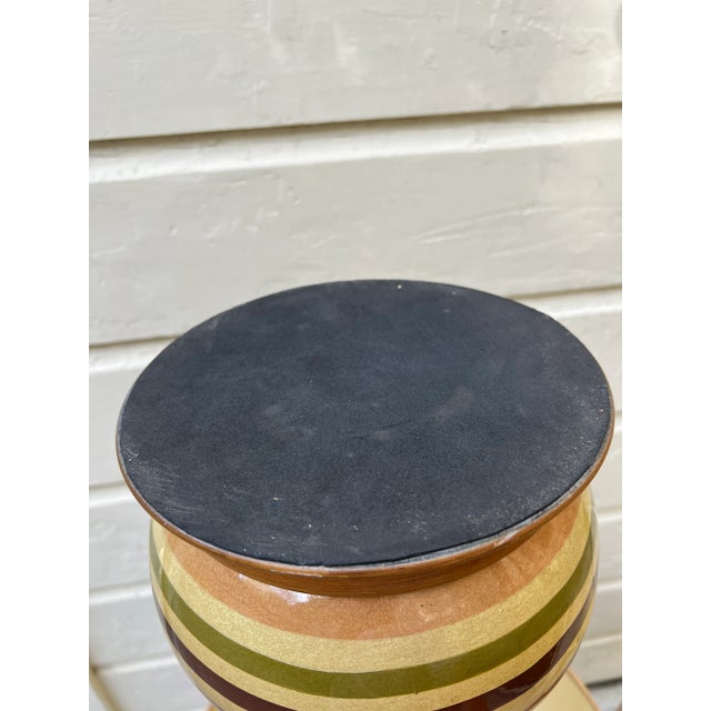 Late 20th Century Vintage Colorful Striped Ceramic Lamps - a Pair For Sale - Image 5 of 13