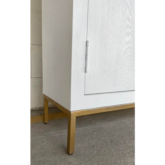 Modern Two Door White and Gold Wood Cabinet For Sale In Atlanta - Image 6 of 6