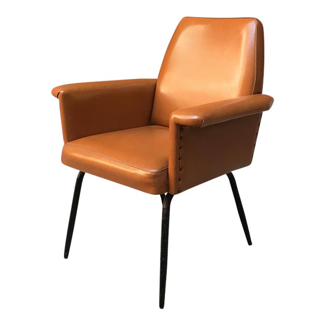 1960s Brown Leather Armchair "Sky" For Sale