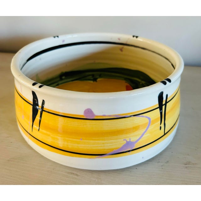 1980s 1980s Original Studio Pottery Serving Bowl Abstract Peaches Design by Donna Toohey For Sale - Image 5 of 7