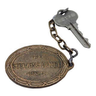 1920s Historical American Bronze Key Fob With Key For Sale