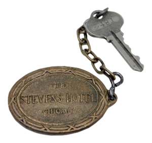 1920s Historical American Bronze Key Fob With Key