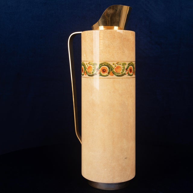 1970s Goatskin Parchment Mod. 1157D Thermos with Decorative Frieze from Aldo Tura, 1970s For Sale - Image 5 of 18