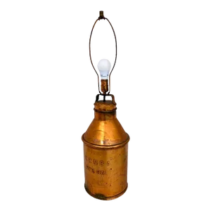 Vintage Americana Late 20th Century Steel With Brass Finish CC & Ba Milk Jug Table Lamp