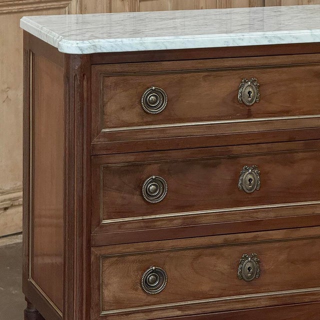 French Louis XVI Mahogany Marble Top Commode For Sale In Dallas - Image 6 of 16