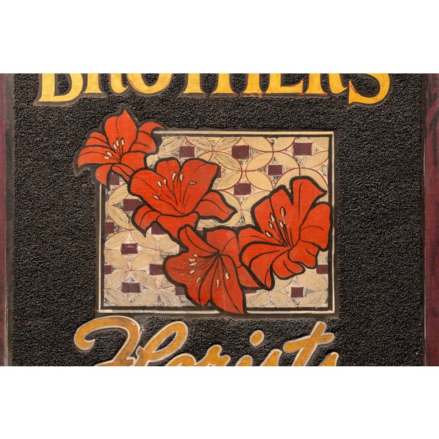 Vintage Silva Brothers Florists Double-Sided Schmaltz Sign For Sale - Image 4 of 14