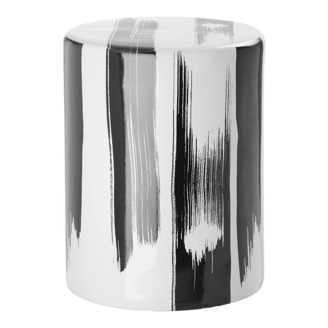 Brushstroke Garden Stool in Black For Sale