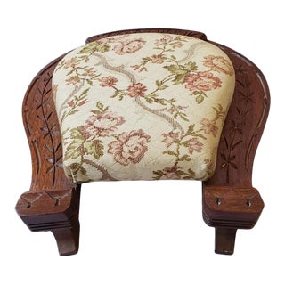 Antique Victorian Wooden Good Luck Horseshoe Shaped Footstool For Sale