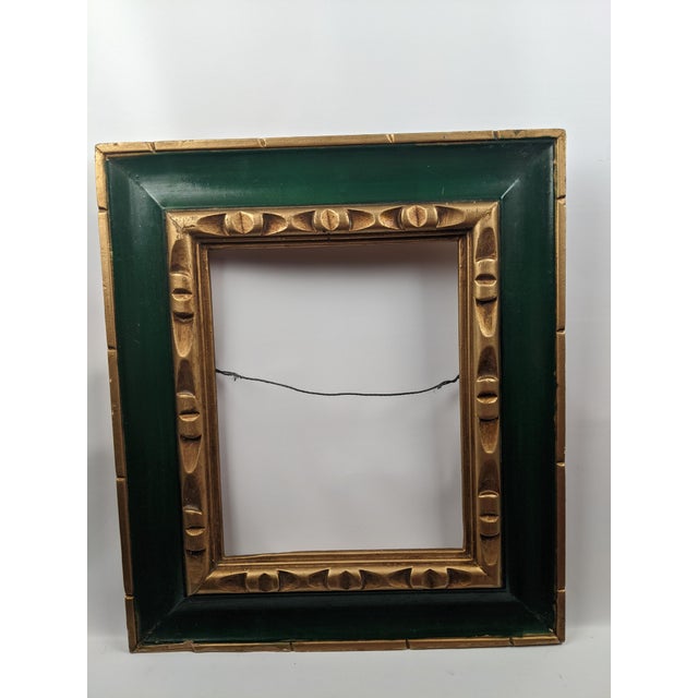 Vintage Gallerywall Green and Gold Gilt Wood 8 X 10 Picture Frame, Taiwan For Sale In New York - Image 6 of 13