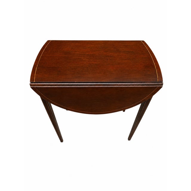 Vintage Mersman Federal Style Mahogany Drop Leaf Accent Table With Drawer For Sale In Miami - Image 6 of 15