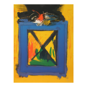 Abstract Blue Square, Ronaldo De Juan Lithograph, Signed and Numbered in Pencil