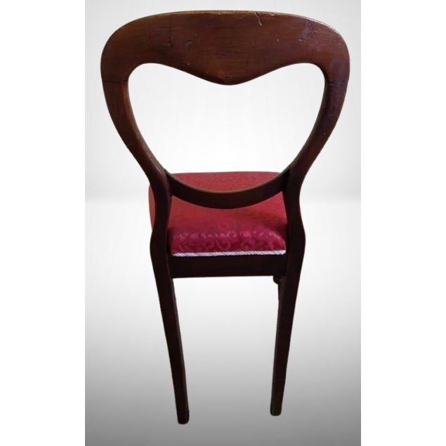 Set of 4 Mid-19th Century Uk Victorian Open Balloon Back Chairs – Ruby Damask For Sale In Phoenix - Image 6 of 6
