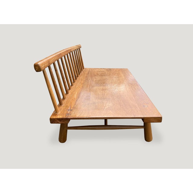 Mid-Century Modern Andrianna Shamaris Couture Low Teak Wood Sofa For Sale - Image 3 of 18