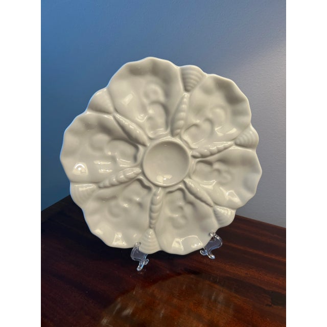 Traditional Mid 20th Century White Porcelain Oyster Plates - a Pair For Sale - Image 3 of 12