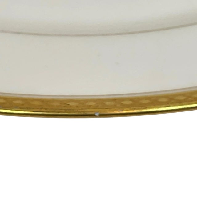 Haviland & Co Limoges Antique White China Dinner Plates Gold Trim- Set of 7 For Sale - Image 10 of 11
