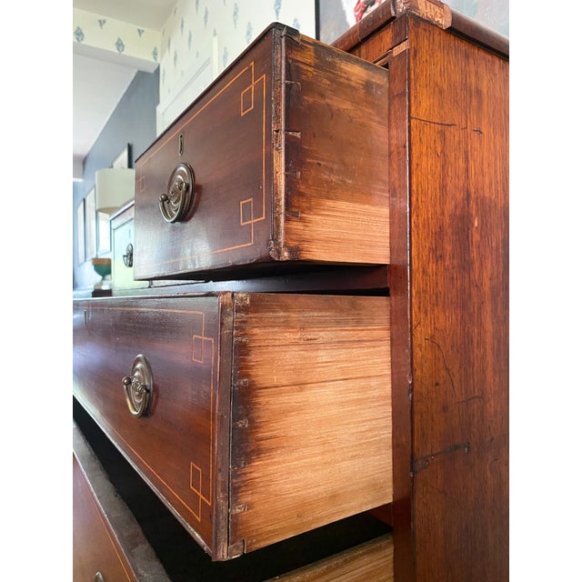 Antique Early 1800s Scottish Neoclassical Mahogany Chest of Drawers With Distinctive Inlay For Sale - Image 11 of 12