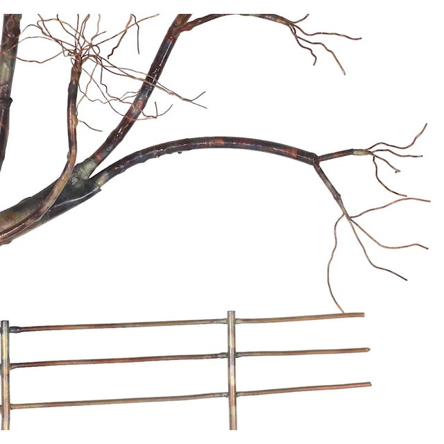 Copper Brutalist Wall Hanging Tree Sculpture Signed Illegibly After Jere C 1970's For Sale - Image 8 of 10