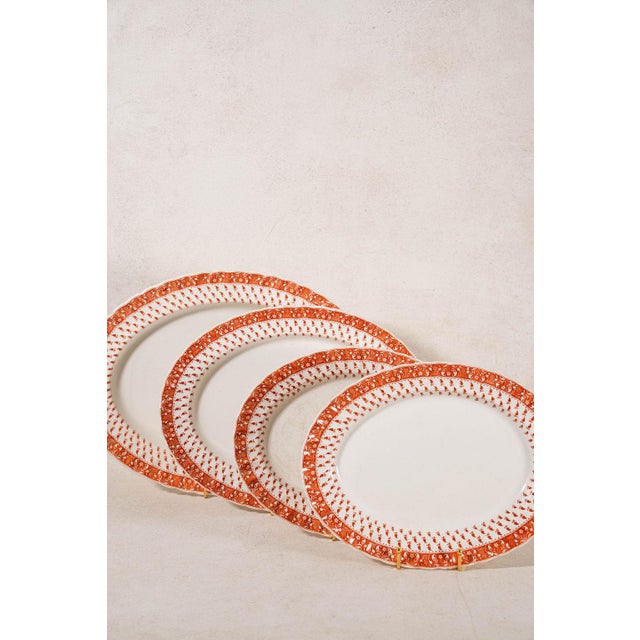Spode ‘Old Crow’ Orange/Coral Dishes C. 1890 - 40 pcs For Sale In Charleston - Image 6 of 12