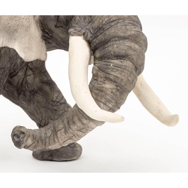 1990s Debra Minette Green Elephant Porcelain Sculpture For Sale - Image 5 of 11