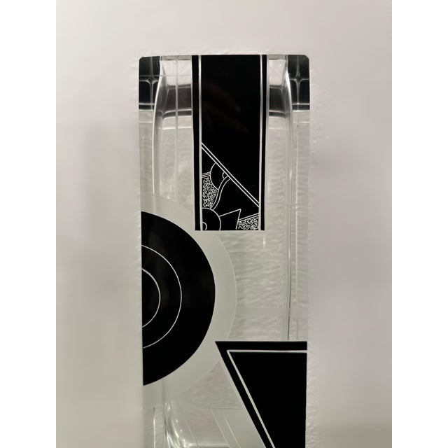 Glass Art Deco Acid Etched Black Glass Vase by Karl Palda, 1930s For Sale - Image 7 of 10