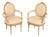 French Louis XVI Style Pair of Cream Painted Armchairs For Sale