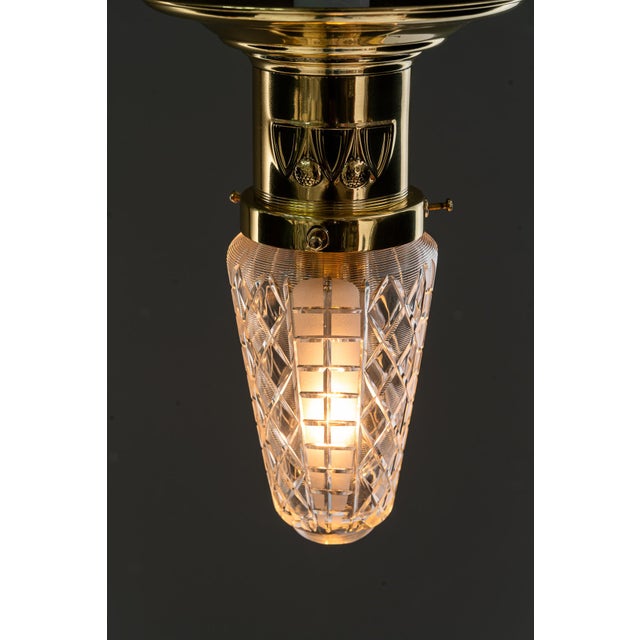 1920s Small Art Deco Ceiling Lamps with Cut Glass Shades, Vienna, Austria, 1920s, Set of 5 For Sale - Image 5 of 18