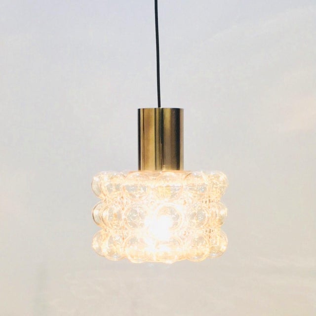 Large Mid-Century Amber Bubble Glass Ceiling Light by Helena Tynell for Limburg, Germany, 1960s For Sale - Image 4 of 10