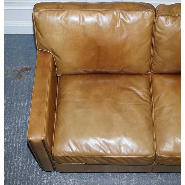 Tan Halo Two Seater Viscount Tan Leather Sofa by Timothy Oulton For Sale - Image 8 of 16