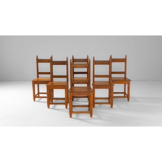 1970s French Brutalist Oak Dining Chairs In Original Patina - Set of 6 For Sale - Image 18 of 18