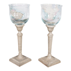 Tall Pair of Vintage Display Bowls, American, Glass, Jardiniere, Candle Stands