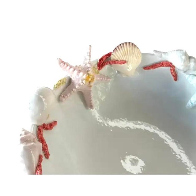 Capodimonte Large Italian Ceramic Seashell Centerpiece Bowl by Borbone Capodimonte For Sale - Image 4 of 13