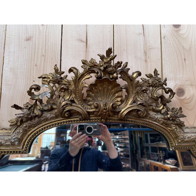 Napoleon III Mirror in Wood and Gilded Stucco For Sale - Image 5 of 9