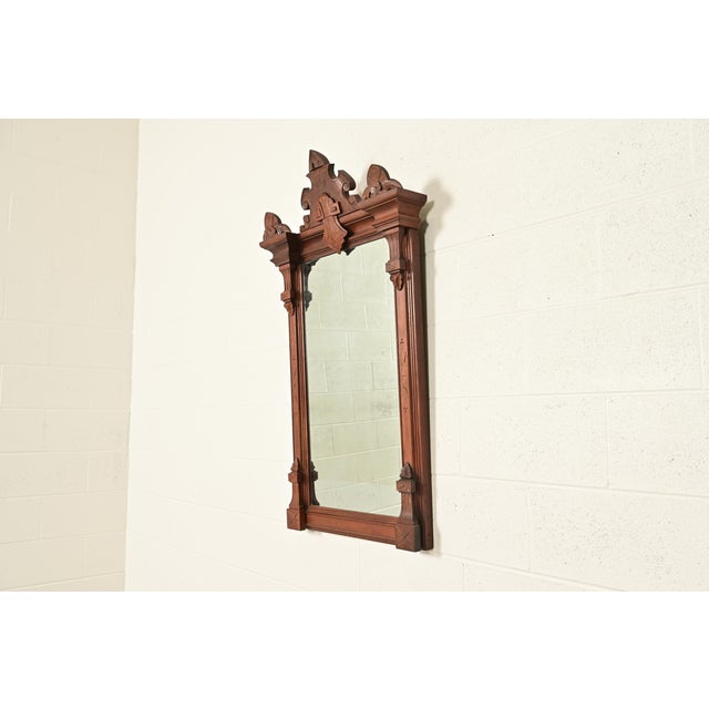 Herter Brothers Herter Brothers Style Antique Victorian Eastlake Carved Walnut Wall Mirror, Circa 1880s For Sale - Image 4 of 8