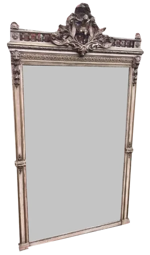 Large Antique 19th Century French Carved Wood Mirror