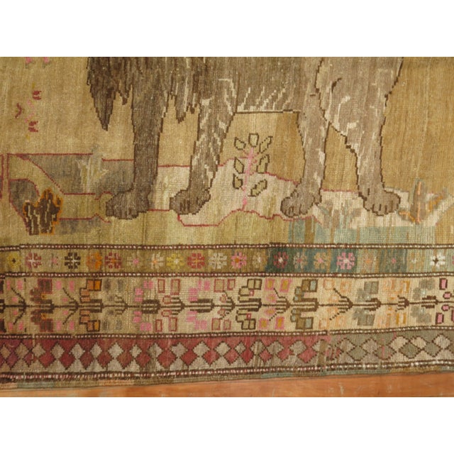 Vintage Zabihi Collection Double Lion Turkish Gallery Size Runner - 5'7" x 11'10" For Sale - Image 4 of 12