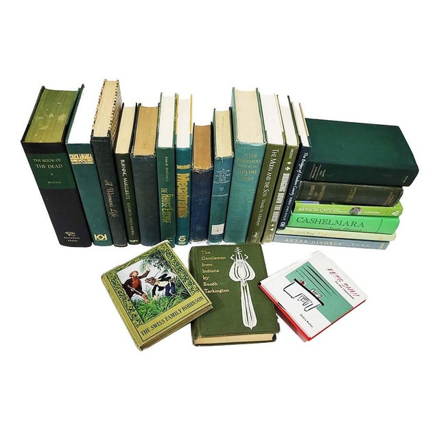 American Vintage Curated Green Hardcover Decorative Books - Set of 22 For Sale - Image 3 of 5