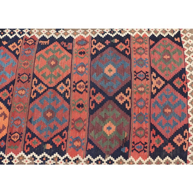 Antique Shahsevan Kilim Gallery Runner With Bold Colorful Geometric Tribal Motifs 4'3 X 14'5 For Sale - Image 10 of 13