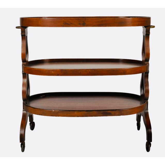 Late 20th Century Late 20th Century Judson Rothschild Style Walnut Three-Tier Bar Cart for the Rothschild Collection For Sale - Image 5 of 7