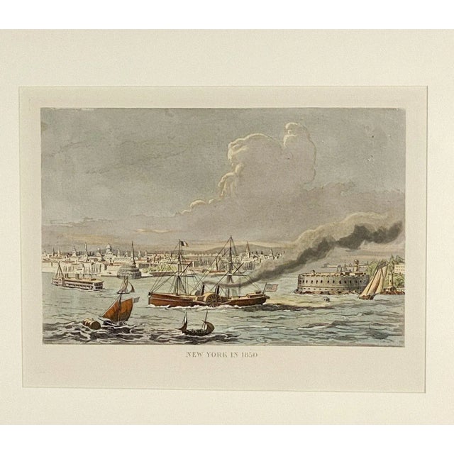 A vintage hand-colored nautical engraving, circa 1920. "New York in 1850" We currently have a collection of 13 of these...