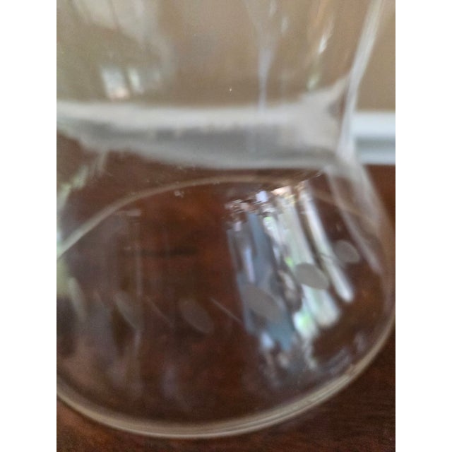 Vintage Etched Glass Hurricane For Sale - Image 10 of 11