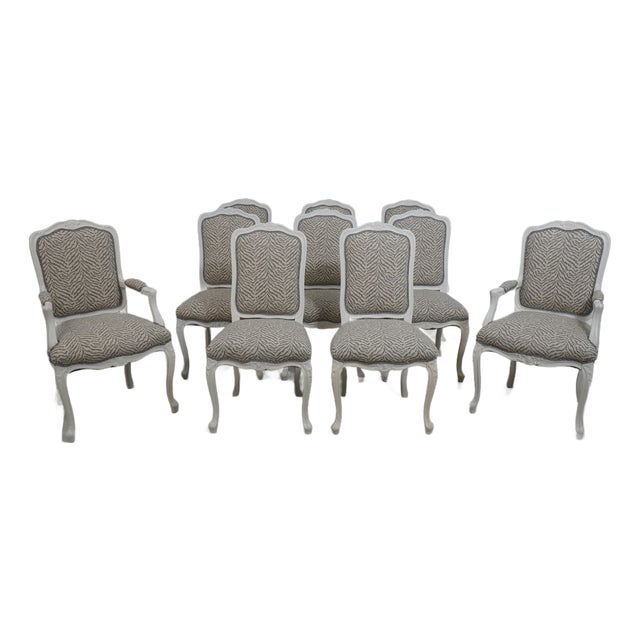 Set of 10 MGM White Painted Louis XV Dining Chairs For Sale