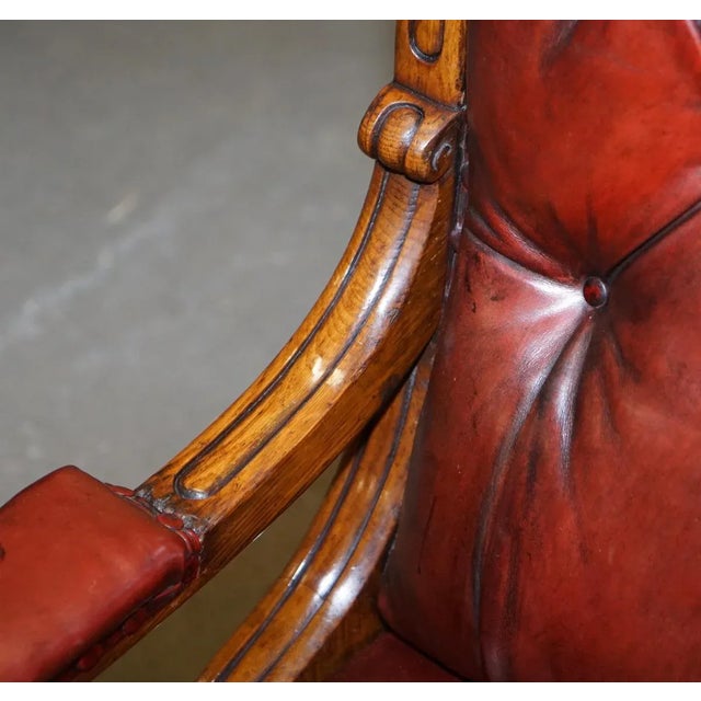English Estate Oxblood Leather Throne Armchair, 1840s For Sale - Image 8 of 18